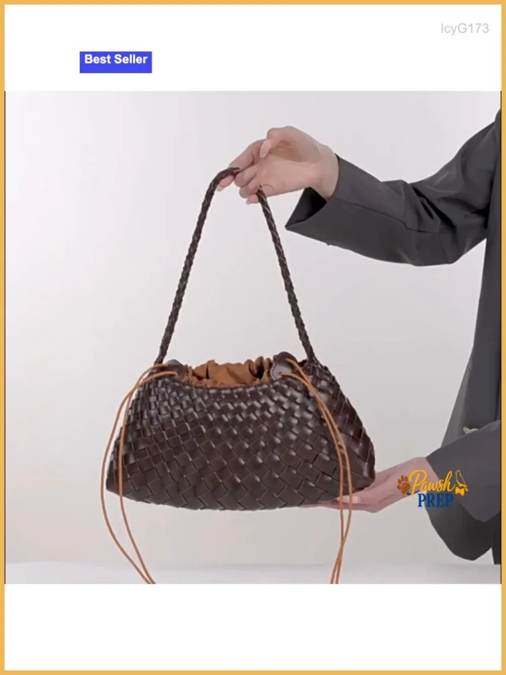 Woven Vegan Leather Shoulder Tote Hobo Bag Handwoven Purse